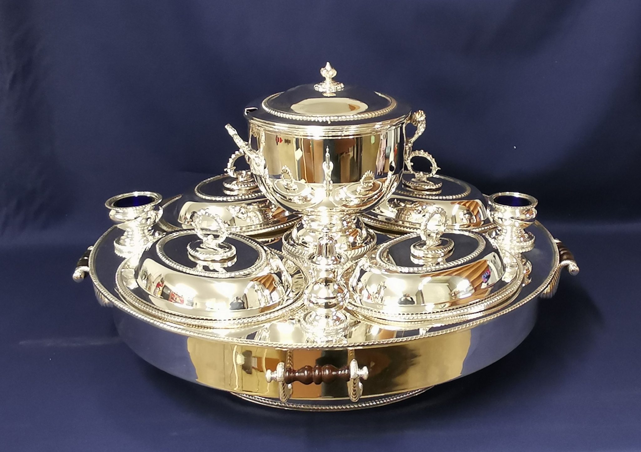 Silver Plated Lazy Susan - Four Veg Dishes, One Bowl, Four ...