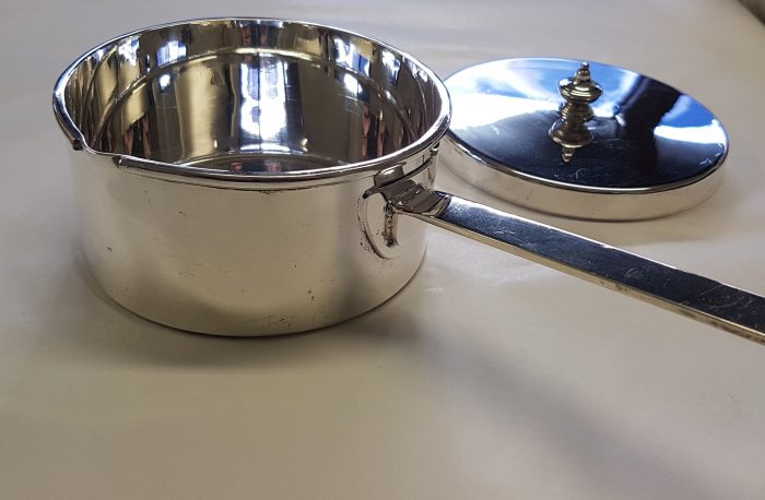 Silver Sauce Pan and Lid - Pan available with edge of choice